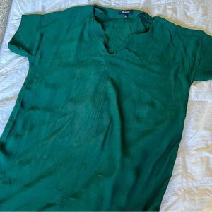 Madewell Green V-Neck Shift Dress